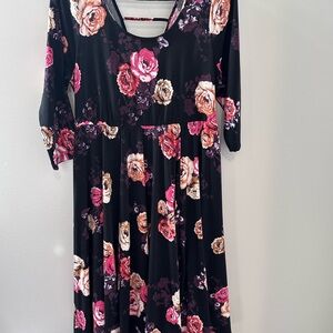 Torrid ladder backFloral Black and Pink Dress
